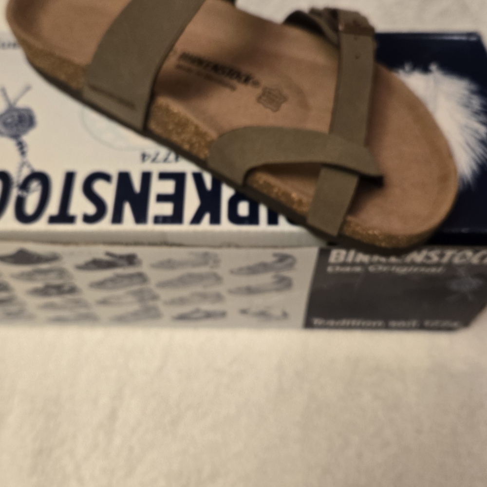 Birkenstock Olive Green Cross-Strap Slide Sandal